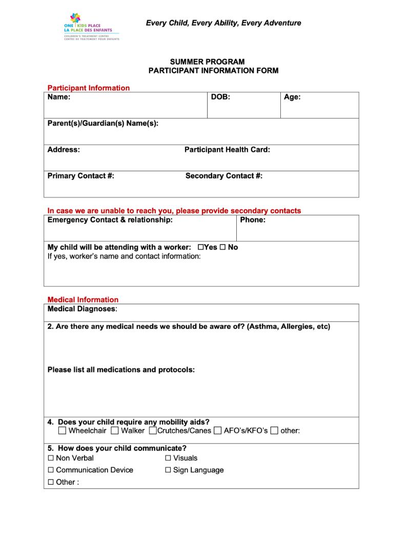 2026 Summer Camp Registration Package 2026 Summer Camp Registration Package