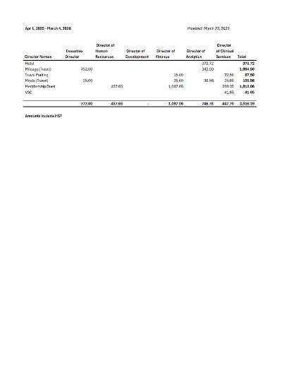 2025-2026 Director Expenses
